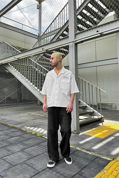 Beyaz Los Santos Ters Dikiş EE Oversize Gömlek