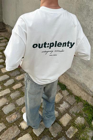 Beyaz Minimalism OUTPLENTY PREMİUM Oversize Tişört
