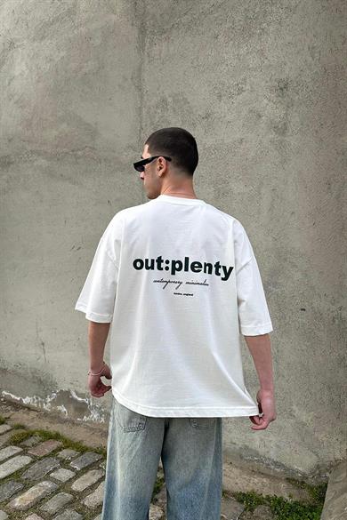 Beyaz Minimalism OUTPLENTY PREMİUM Oversize Tişört