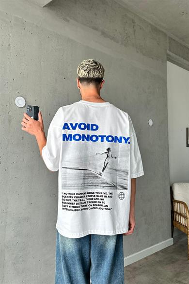 Beyaz Monotony OUTPLENTY PREMİUM Oversize Tişört