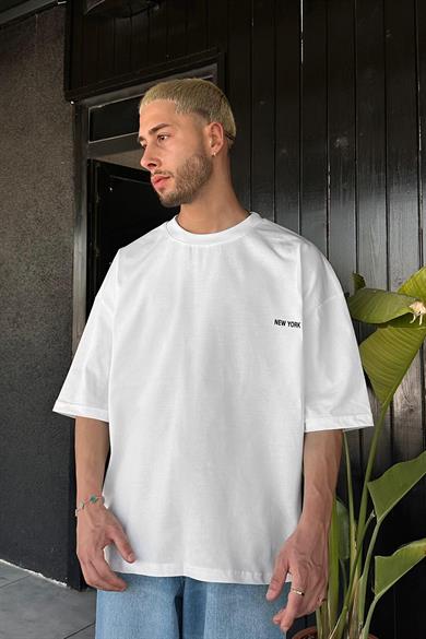 Beyaz New York OUTPLENTY PREMİUM Oversize Tişört