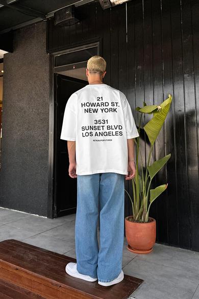 Beyaz New York OUTPLENTY PREMİUM Oversize Tişört
