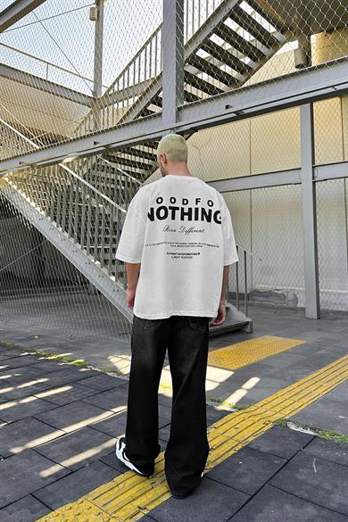 Beyaz Nothing OUTPLENTY PREMİUM Oversize Tişört