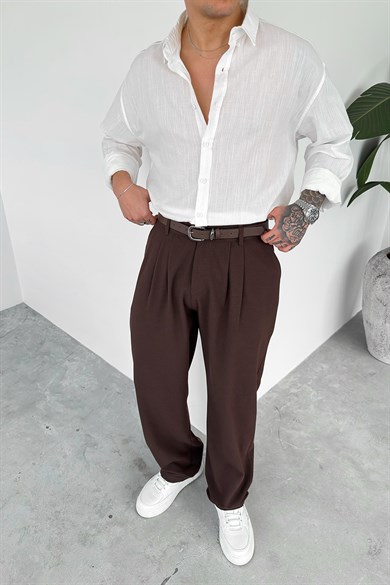 Beyaz Oversize Fresh Keten Gömlek