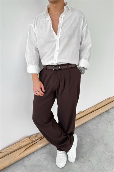 Beyaz Oversize Fresh Keten Gömlek