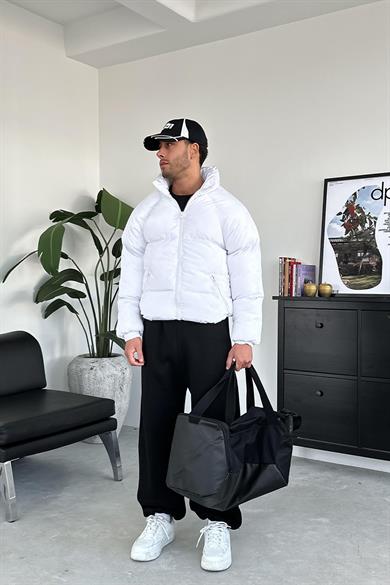 Beyaz Oversize Puffer Şişme Mont