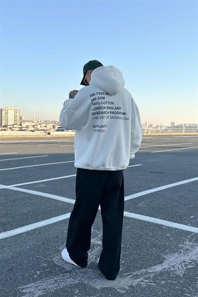 Beyaz Plenty HAFKA PREMİUM 3 İplik Şardonlu Oversize Sweatshirt