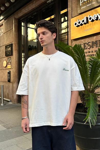 Beyaz Porsche OUTPLENTY PREMİUM Oversize Tişört