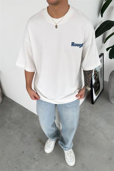 Beyaz RG Baskılı Premium Oversize Tişört