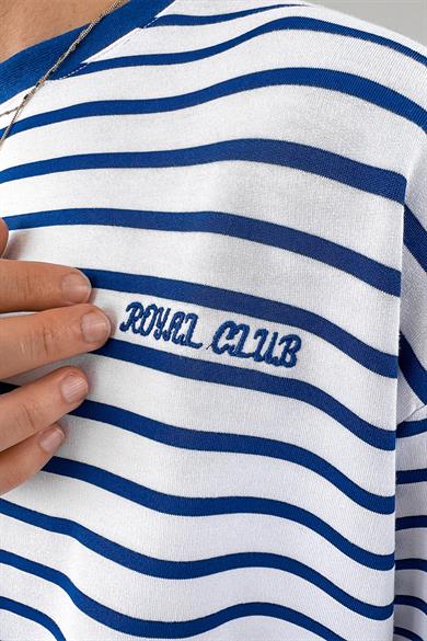 Beyaz Royal Club Nakış Oversize Tişört
