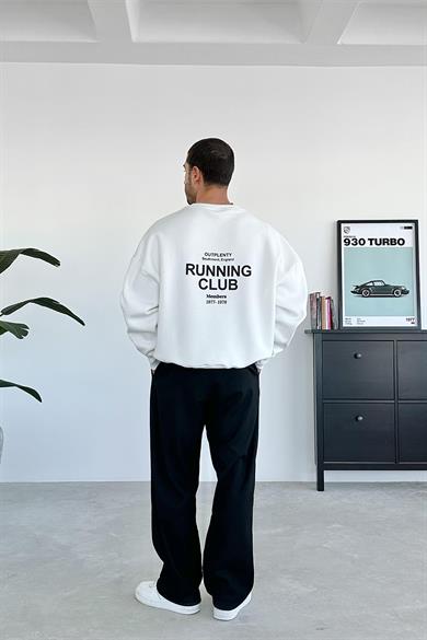 Beyaz Running Club Oversize Sweatshirt