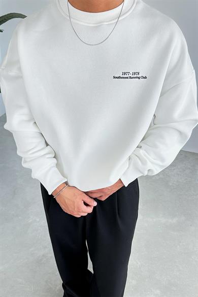 Beyaz Running Club Oversize Sweatshirt