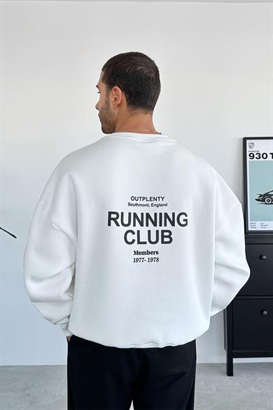 Beyaz Running Club Oversize Sweatshirt