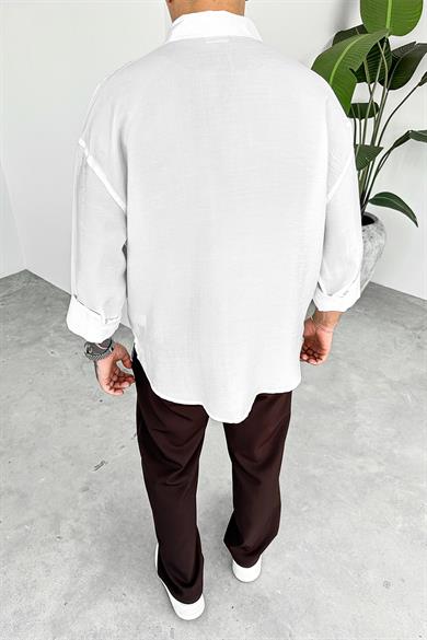 Beyaz Soft Premium Oversize Gömlek