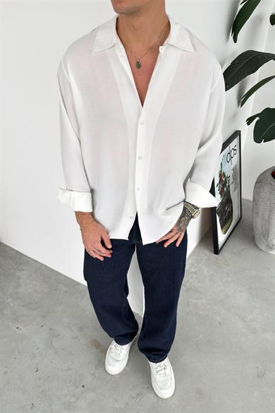 Beyaz Soft Premium Relaxed Gömlek