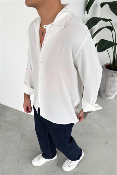 Beyaz Soft Premium Relaxed Gömlek