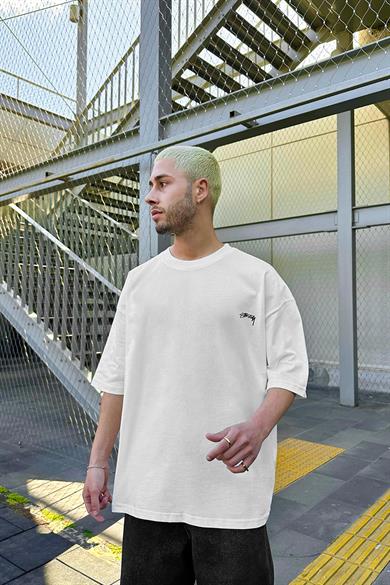 Beyaz Stüss Designs OUTPLENTY PREMİUM Oversize Tişört