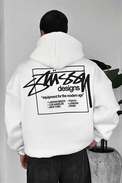 Beyaz Stüss Designs Oversize Sweatshirt
