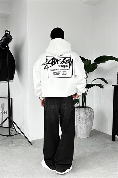 Beyaz Stüss Designs Oversize Sweatshirt