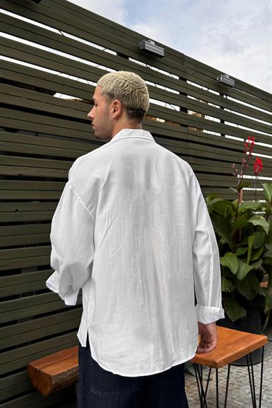 Beyaz Tensel GO Oversize Gömlek