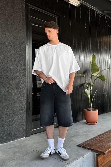 Beyaz Ters Dikiş Z9 BS Boxy Fit Oversize Tişört