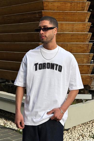 Beyaz Toronto Nakış Detay PM Oversize Tişört