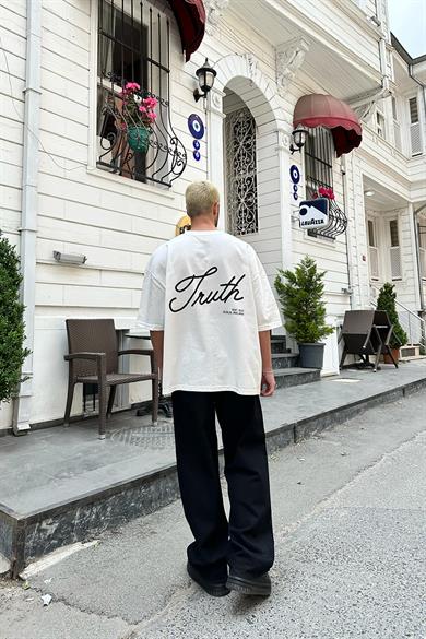 Beyaz Truth OUTPLENTY PREMİUM Oversize Tişört