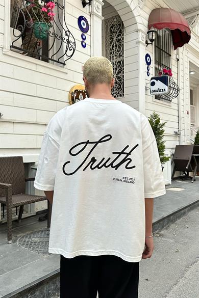 Beyaz Truth OUTPLENTY PREMİUM Oversize Tişört