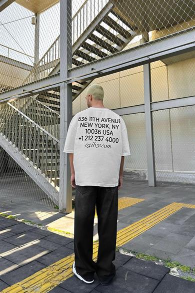 Beyaz USA OUTPLENTY PREMİUM Oversize Tişört