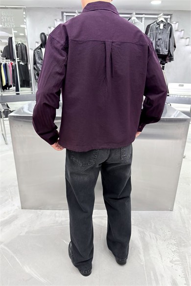 Bordo Basic Boxy Kalıp Monaco Gömlek