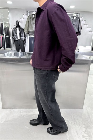 Bordo Basic Boxy Kalıp Monaco Gömlek