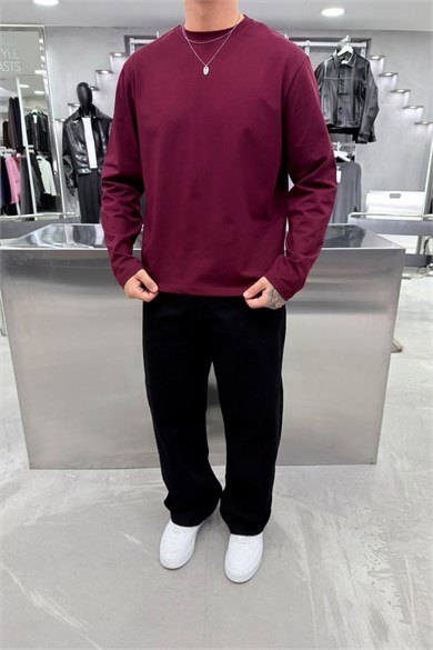 Bordo Basic Premium Uzun Kollu Tişört