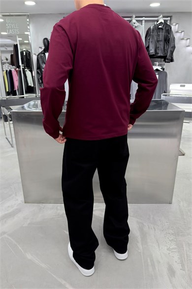 Bordo Basic Premium Uzun Kollu Tişört
