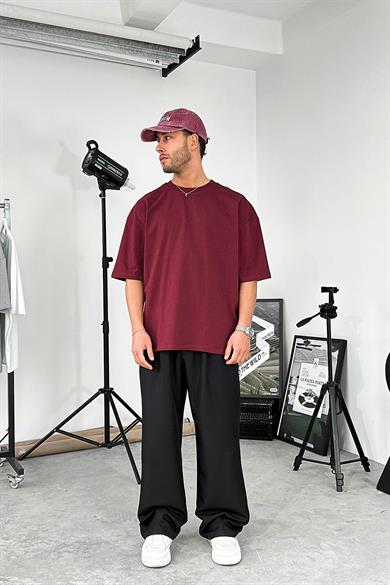 Bordo Cozy Basic Soft Oversize Tişört