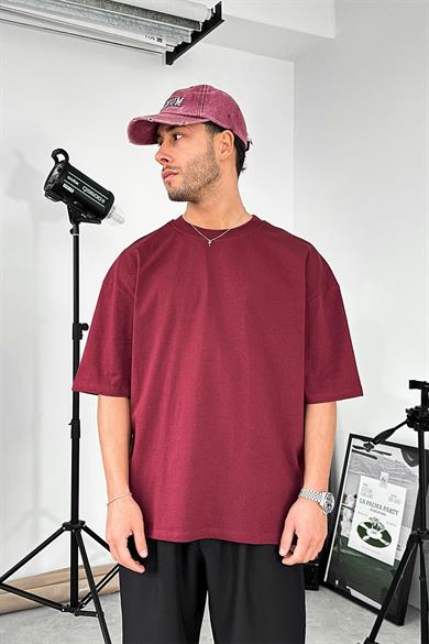 Bordo Cozy Basic Soft Oversize Tişört