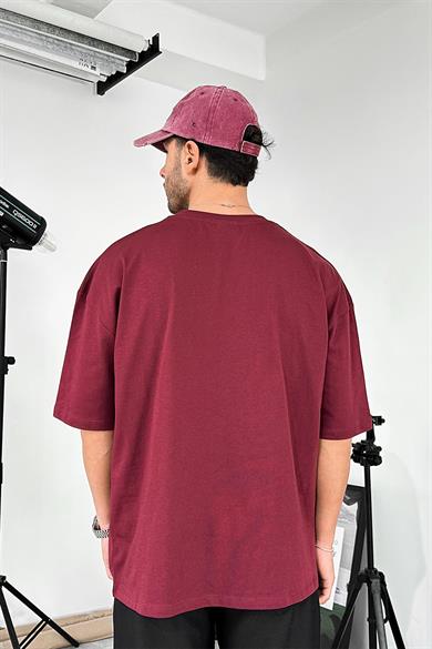 Bordo Cozy Basic Soft Oversize Tişört