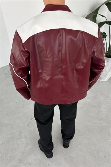 Bordo Rushboy Yarışçı Deri Ceket
