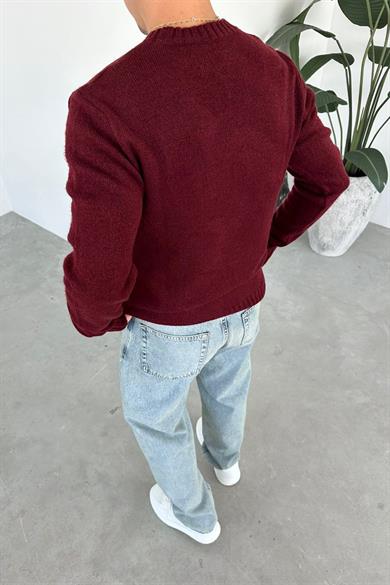 Bordo Sılence Nakış Soft Relaxed Kazak