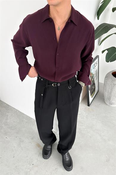 Bordo Soft Premium Relaxed Gömlek