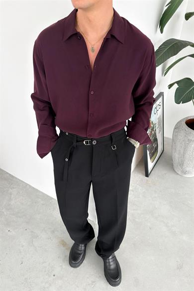 Bordo Soft Premium Relaxed Gömlek