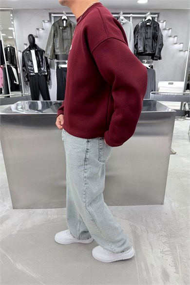 Bordo Studios Baskılı Boxy Fit Sweatshirt