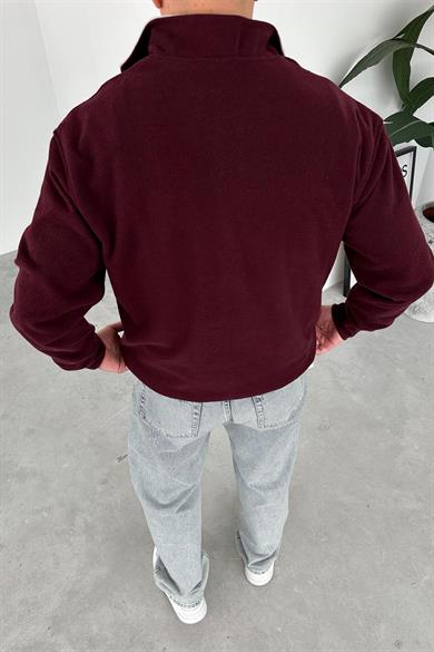 Bordo Yacht Club Yarım Fermuar Relaxed Sweatshirt