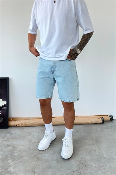Buz Mavi Basic Baggy Kot Şort