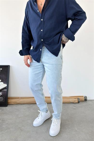 Buz Mavi Basic Boyfriend Pantolon