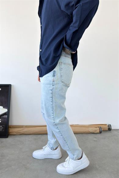 Buz Mavi Basic Boyfriend Pantolon