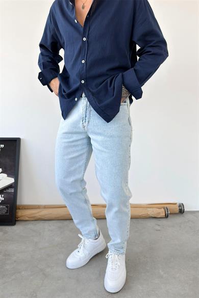 Buz Mavi Basic Boyfriend Pantolon