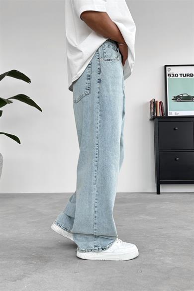 Buz Mavi Basic Ekstra Bol Baggy Pantolon