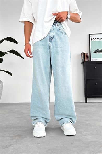 Buz Mavi Basic Ekstra Bol Baggy Pantolon