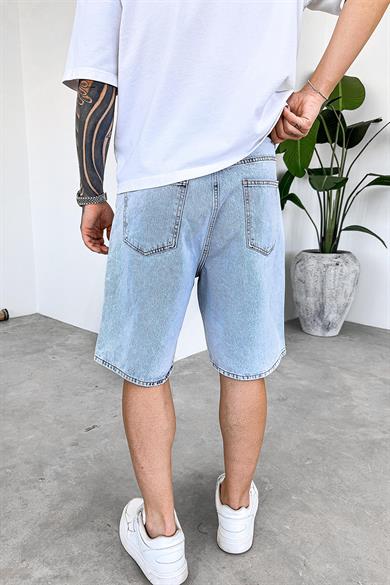 Buz Mavi Basic Premium Baggy Kot Şort