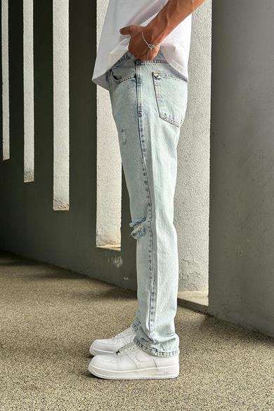Buz Mavi Dizi Yırtık R4 DL Baggy Pantolon